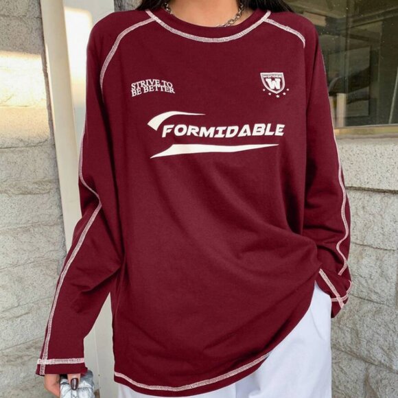 Graphic Top-Stitched Raglan Long-Sleeve Tee - Picture 1 of 1